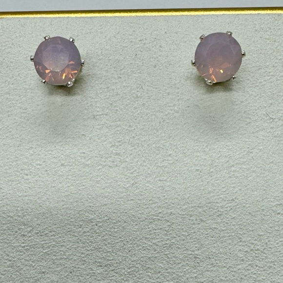 Rose Water Opal 8mm Crystal Stud Earrings Made with Swarovski Crystals - Picture 5 of 14